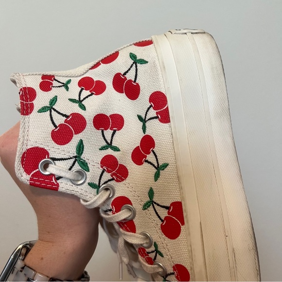Converse Women's Cherry Pattern High-Top Sneakers - White and Red - Picture 9 of 9